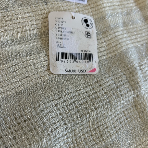 Free People Cream sequined light weight scarf NWT - Picture 5 of 7